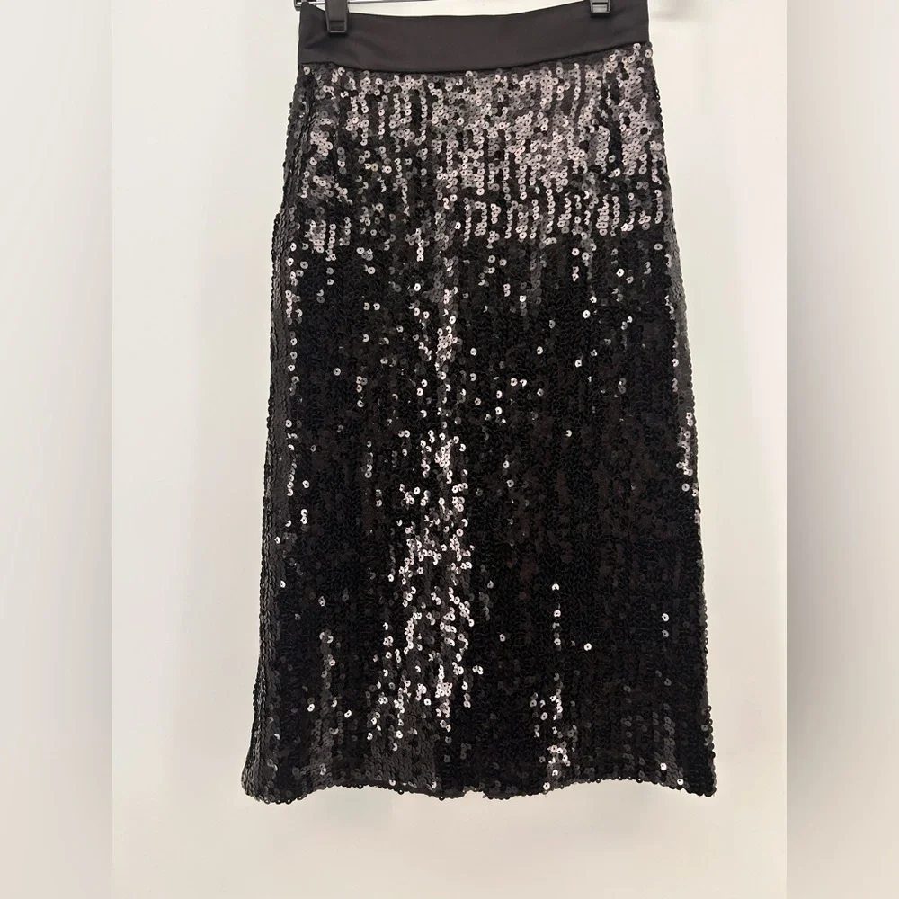 AKRIS Black Sequin BEADED PENCIL SKIRT QUIET LUXURY OLD MONEYSIZE 4 - Picture 1 of 11